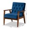 Baxton Studio Sorrento Blue Velvet Upholstered Walnut Finished Wooden Lounge Chair 160-9938 - alternate 7